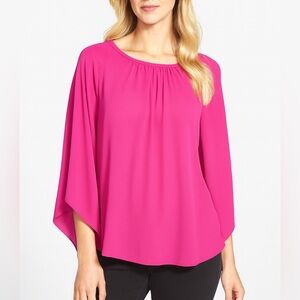 Vince Camuto Pink Magenta Fushia Feminine Flowy Bell sleeves Casual Blouse Top S